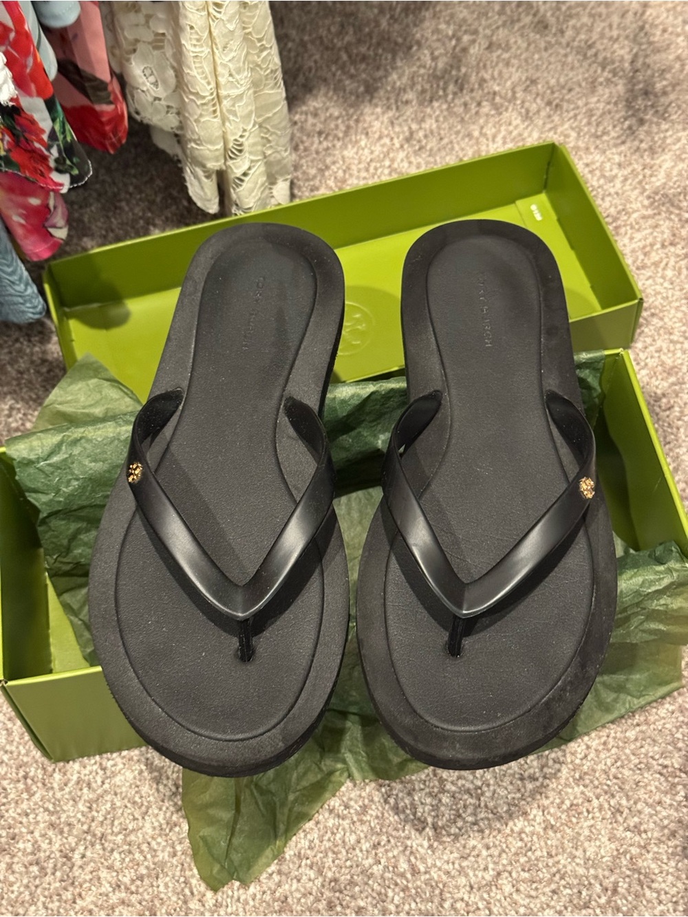 Tory Burch Black Kira padded flip flop